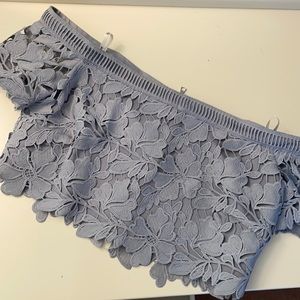 Bardot eyelet crop top light blue US 6/8